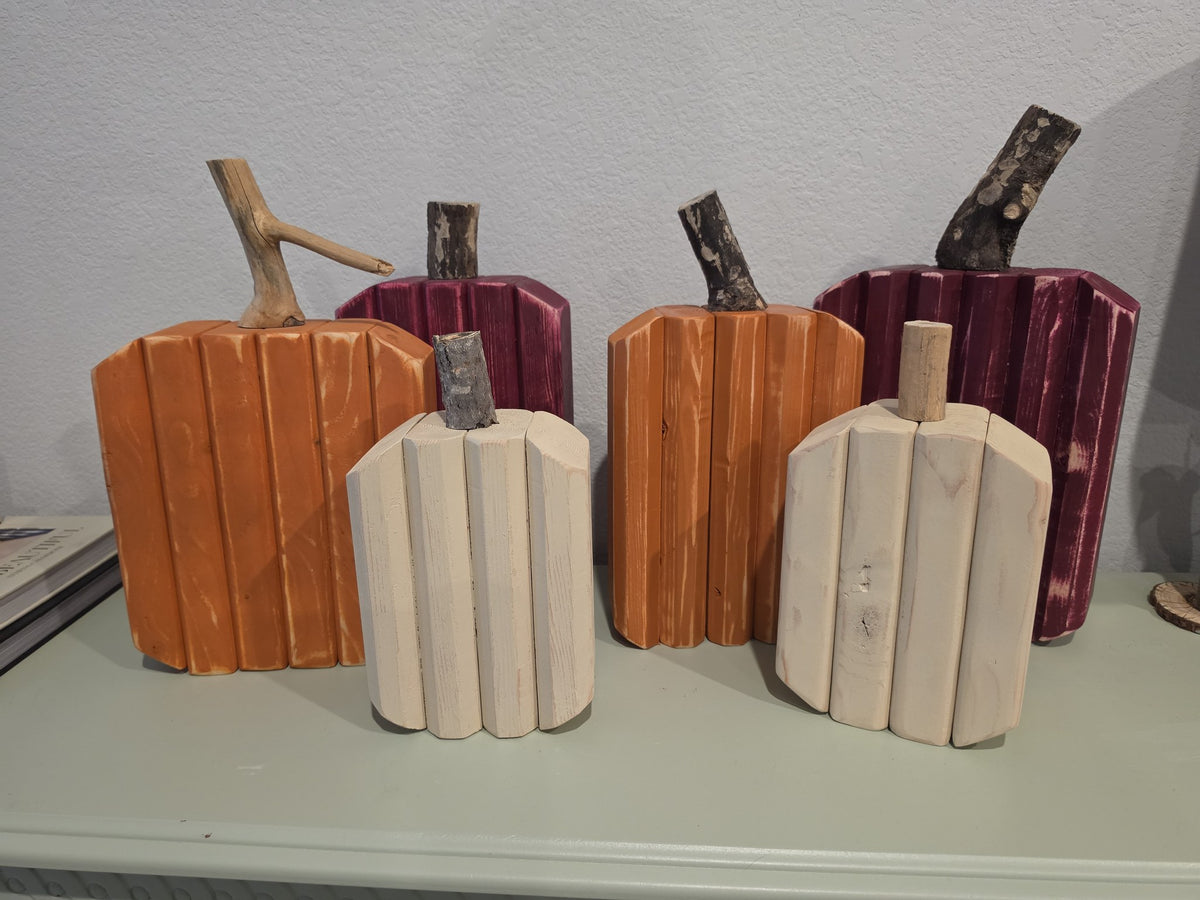 Rustic Wood Pumpkins, Handmade 2x4 Pumpkin Set