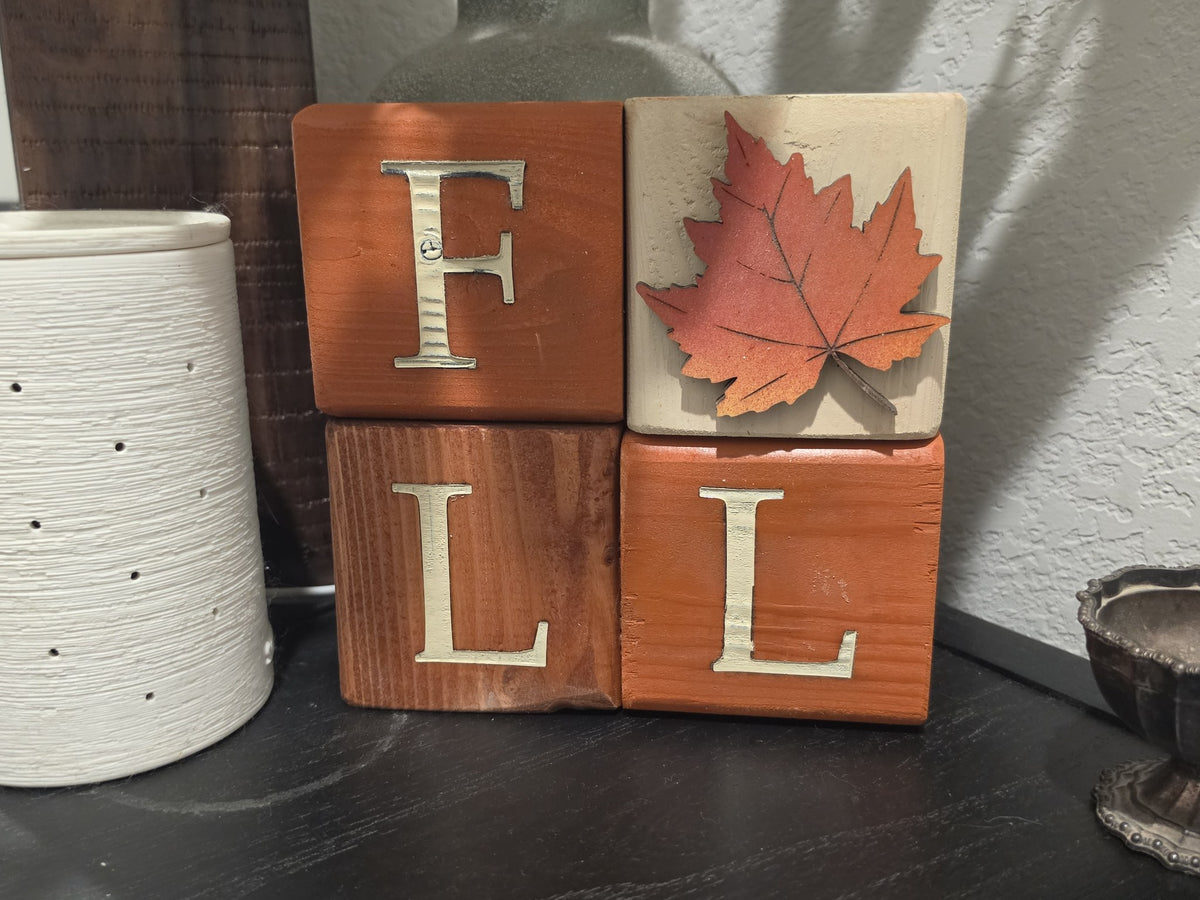 FALL Wood Block Sign with Maple Leaf