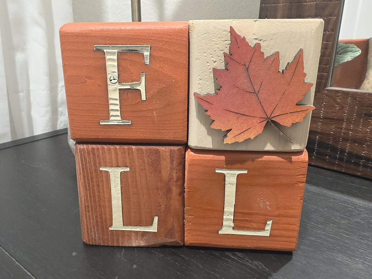 FALL Wood Block Sign with Maple Leaf
