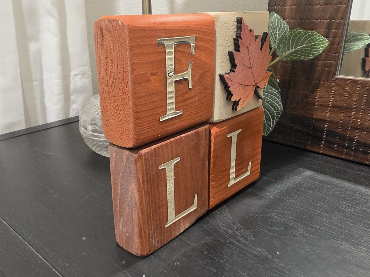 FALL Wood Block Sign with Maple Leaf