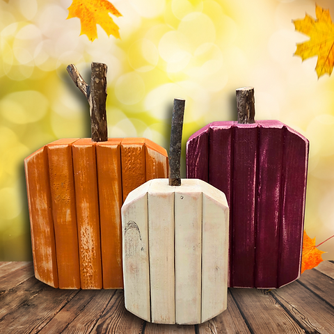Rustic Wood Pumpkins, Handmade 2x4 Pumpkin Set