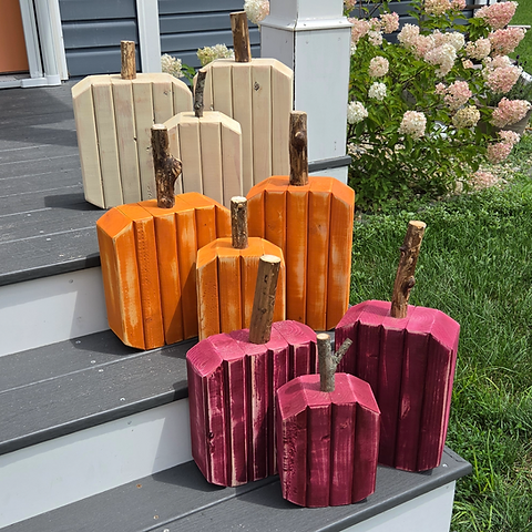 Rustic Wood Pumpkins, Handmade 2x4 Pumpkin Set