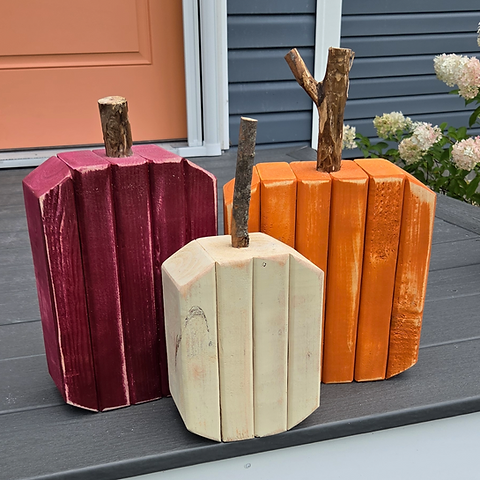Rustic Wood Pumpkins, Handmade 2x4 Pumpkin Set