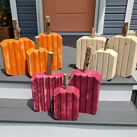 Rustic Wood Pumpkins, Handmade 2x4 Pumpkin Set