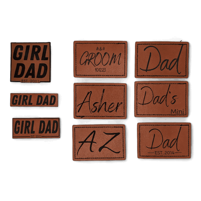 Custom Leatherette Patches, Laser Engraved