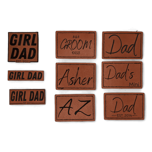Custom Leatherette Patches, Laser Engraved
