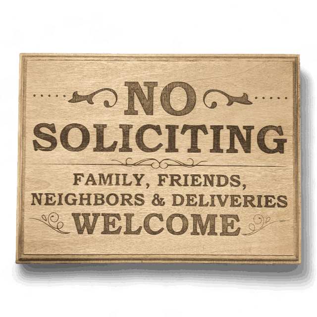 No Soliciting Sign - No Soliciting - Family, Friends, Neighbors, & Deliveries Welcome